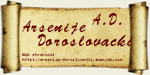 Arsenije Doroslovački vizit kartica